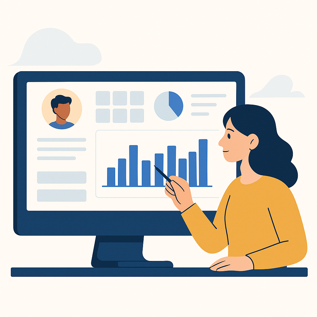 Interface da plataforma ProfPlus mostrando o dashboard principal com gráficos e métricas